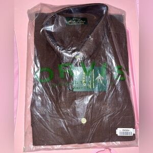 Orvis Signature Collection Classic Dark Brown Button Down Shirt XL
